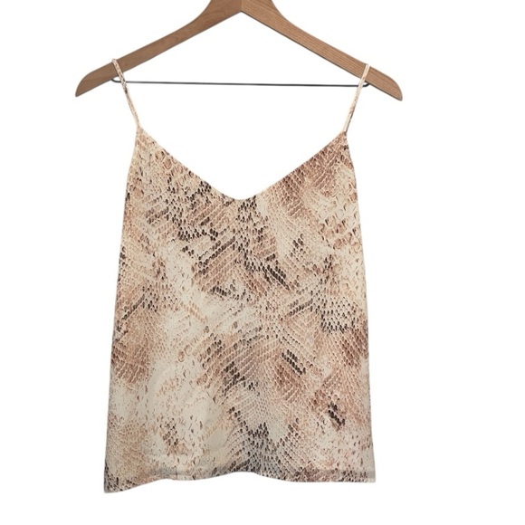 L'AGENCE Jane Blush and Cream Snake Print Camisole, 100% Silk, Size XS - Picture 2 of 14